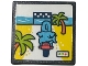 Part No: 15210pb207  Name: Road Sign 2 x 2 Square with Open O Clip with Video Game Screen, Palm Trees, Finish Line and Racing Shark on Motorcycle Pattern (Sticker) - Set 42674