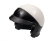 Part No: 15851pb01  Name: Minifigure, Headgear Helmet Motorcycle Open Face, with Visor and White Top Pattern