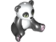Part No: 16674pb02  Name: Panda, Friends, Sitting with Molded White Head and Stomach, Printed Lime Eyes and Lavender Paws Pattern