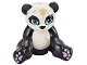 Part No: 16674pb03  Name: Panda, Friends, Sitting with Molded White Head and Stomach, Printed Dark Turquoise Eyes, Lavender Paws, and Tan Dirt Stains Pattern