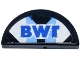 Part No: 1748pb05  Name: Tile, Round 1 x 2 Half with Blue 'BWT' Logo on White and Bright Light Blue Background Pattern (Sticker) - Set 77248