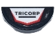 Part No: 1748pb06  Name: Tile, Round 1 x 2 Half with 'TRICORP' and White and Red Polygon Logo Pattern (Sticker) - Set 77250