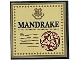 Lego part: Tile 4 x 4 with Black 'MANDRAKE', Dark Red Plant, Dark Tan Hogwarts Crest, Writing and Border on Tan Background Pattern (Sticker) - Set 76433