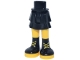 Part No: 1826ec00pb005  Name: Mini Doll Hips and Skirt Layered with Molded Yellow Legs and Printed Black Boots with Laces Pattern - Thin Hinge