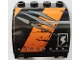 Part No: 18910pb006R  Name: Panel 3 x 4 x 3 Curved with Double Clip Hinge with Worn Black and Orange Stripes, Silver Rivets and Scratches Pattern Model Right Side (Sticker) - Set 70654