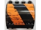 Part No: 18910pb007L  Name: Panel 3 x 4 x 3 Curved with Double Clip Hinge with Worn Black and Orange Stripes, Silver Rivets Pattern Model Left Side (Sticker) - Set 70654