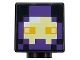 Part No: 19729pb105  Name: Minifigure, Head, Modified Cube with Pixelated Dark Purple and Bright Light Yellow Mask, White Reflection and Bright Light Orange Eyes Pattern (Minecraft Realm Raider)
