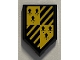 Lot ID: 364226149  Part No: 22385pb219  Name: Tile, Modified 2 x 3 Pentagonal with Black and Yellow Hufflepuff Banner with Diagonal Stripes Pattern (Sticker) - Set 76395