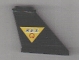 Lot ID: 353251747  Part No: 2340pb015R  Name: Tail 4 x 1 x 3 with Black 'R.E.S.' and Red 'Q' on Yellow Triangle Pattern Model Right Side (Sticker) - Set 6451