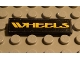 Part No: 2431pb0028  Name: Tile 1 x 4 with Yellow 'WHEELS' on Black Background Pattern (Sticker) - Set 8440