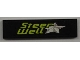 Part No: 2431pb0193 Name: Tile 1 x 4 with Lime 'Steer Well' and Silver Star Pattern (Sticker) - Set 8186 Part No: 2431pb0193 Name: Tile 1 x 4 with Lime 'Steer Well' and Silver Star Pattern (Sticker) - Set 8186
