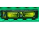 Part No: 2431pb0230L  Name: Tile 1 x 4 with Buttons and Neon Green Screens on Black Background Pattern Model Left Side (Sticker) - Set 8107