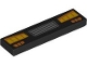 Lego part: Tile 1 x 4 with Silver Vehicle Grille, Orange and Yellow Headlights and Signal Lights Pattern