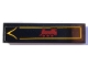 Part No: 2431pb0929 Name: Tile 1 x 4 with Sign with Dark Red Train Locomotive and Bright Light Orange Arrow Pattern (Sticker) - Set 910049 Part No: 2431pb0929 Name: Tile 1 x 4 with Sign with Dark Red Train Locomotive and Bright Light Orange Arrow Pattern (Sticker) - Set 910049