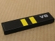 Part No: 2431pb115  Name: Tile 1 x 4 with Two Yellow Stripes on Black Background and 'V8' Pattern (Sticker) - Set 8154