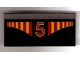 Part No: 2440pb014  Name: Vehicle, Spoiler / Plow Blade 6 x 3 with Hinge with Red and Yellow Stripes and Red Number 5 Pattern (Sticker) - Set 1821