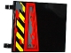 Part No: 2525pb009L  Name: Flag 6 x 4 with Black and Yellow Danger Stripes, Hatch with 3 Screws and Dark Bluish Gray Splatters Pattern Model Left Side (Sticker) - Set 70750