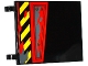 Part No: 2525pb009R  Name: Flag 6 x 4 with Black and Yellow Danger Stripes, Hatch with 3 Screws and Dark Bluish Gray Splatters Pattern Model Right Side (Sticker) - Set 70750