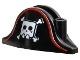 Part No: 2528pb05  Name: Minifigure, Headgear Hat, Pirate Bicorne with Large Square Skull and Crossbones and Red Line Pattern