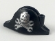 Part No: 2528pb13  Name: Minifigure, Headgear Hat, Pirate Bicorne with Silver Minifigure Skull with Half Mask and Wrenches Crossbones Pattern