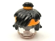 Part No: 25750pb04  Name: Minifigure, Hair Mid-Length Tousled, Top Knot Bun with Molded Orange Headband and Hair Tie Pattern