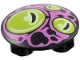 Part No: 2654pb031  Name: Plate, Round 2 x 2 with Rounded Bottom (Boat Stud) with 3 Lime Circles, Eyes on Dark Pink Background Pattern