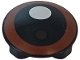 Part No: 2654pb032  Name: Plate, Round 2 x 2 with Rounded Bottom (Boat Stud) with Reddish Brown Eye with White Circle Pattern (SW Ewok Eye)