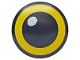 Part No: 2654pb038  Name: Plate, Round 2 x 2 with Rounded Bottom (Boat Stud) with Yellow Eye with White Circle Pattern