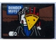 Part No: 26603pb308  Name: Tile 2 x 3 with Pizza Slice on Screen with Minifigure and 'DUNDER MIFFLIN' Pattern (Sticker) - Set 21336