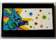 Lego part: Tile 2 x 3 with Medium Azure Bunchu Bunny, Stars and Dots on White Background Pattern (Sticker) - Set 71461