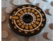 Lot ID: 60612201  Part No: 2723pb043  Name: Technic, Disk 3 x 3 with Gold on Black Pattern (Sticker) - Set 8103