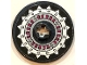 Part No: 2723pb104 Name: Technic, Disk 3 x 3 with Silver Metal Plates with Spikes and Rivets and Magenta Highlights Pattern (Sticker) - Set 70434 Part No: 2723pb104 Name: Technic, Disk 3 x 3 with Silver Metal Plates with Spikes and Rivets and Magenta Highlights Pattern (Sticker) - Set 70434