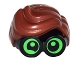 Lot ID: 400619283  Part No: 28149pb02  Name: Minifigure, Hair Combo, Large Thick Glasses with Reddish Brown Hair, Parted and Wavy with Bright Green Lenses, Partial Wink on Right Eye Pattern