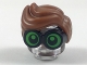 Part No: 28149pb04  Name: Minifigure, Hair Combo, Large Thick Glasses with Reddish Brown Hair, Parted and Wavy with Bright Green Lenses, Pupils Looking Forward Pattern