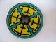 Part No: 2958pb031  Name: Technic, Disk 3 x 3 with Dark Turquoise, Yellow and Black Pattern on Both Sides (Stickers) - Set 8269