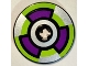 Part No: 2958pb033  Name: Technic, Disk 3 x 3 with Purple, Silver and Lime 6 Section Pattern (Sticker) - Set 8305