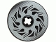 Part No: 2958pb038  Name: Technic, Disk 3 x 3 with Disk Brake Silver / Black Triangle Swirls Pattern (Sticker) - Set 8354