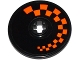 Part No: 2958pb062L  Name: Technic, Disk 3 x 3 with Orange Checkered Pattern Model Left Side (Sticker) - Set 42048