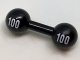 Part No: 29596pb01  Name: Minifigure, Utensil Barbell with White '100' on Ends Pattern