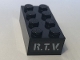 Part No: 3001pb175  Name: Brick 2 x 4 with Gray 'R.T.V.' Pattern (Sticker) - Set 10274