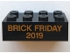 Lot ID: 412740065  Part No: 3001pb187  Name: Brick 2 x 4 with Gold 'BRICK FRIDAY 2019' Pattern