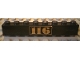 Part No: 3008pb008  Name: Brick 1 x 8 with Gold '116' Pattern Centered