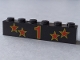 Part No: 3009pb044  Name: Brick 1 x 6 with Red Number 1 and Four Stars with Yellow Borders Pattern
