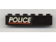 Part No: 3009pb134L  Name: Brick 1 x 6 with White 'POLICE' and Red Line on Black Background Pattern Left Side (Sticker) - Set 6598