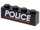 Part No: 3010pb030  Name: Brick 1 x 4 with White 'POLICE' and Red Line Pattern