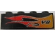 Part No: 3010pb044R  Name: Brick 1 x 4 with Flame and V8 Right Pattern (Sticker) - Set 8643