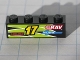 Part No: 3010pb113R  Name: Brick 1 x 4 with Yellow '17' and Red 'HOURZ' and 'eRAV' and 'RUSA' and Black and Lime Flames Pattern Model Right side (Sticker) - Set 8119