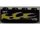 Part No: 3010pb141L  Name: Brick 1 x 4 with 'GT', 'V8' and Yellow Flame Pattern Model Left Side (Sticker) - Set 8186