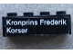 Part No: 3010pb179L  Name: Brick 1 x 4 with 'Kronprins Frederik Korsør' Pattern, 'Korsør' on Left (Sticker) - Set 1660