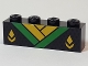 Part No: 3010pb216  Name: Brick 1 x 4 with Gold Scarf, Diamonds and Green Collar Pattern